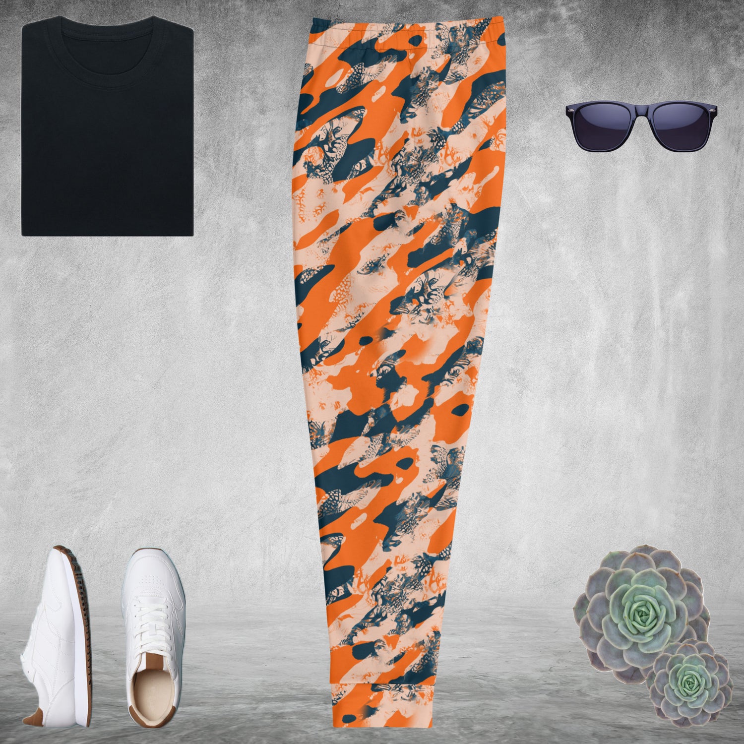 Orange Camouflage Men's Joggers | DEEAREST LTD