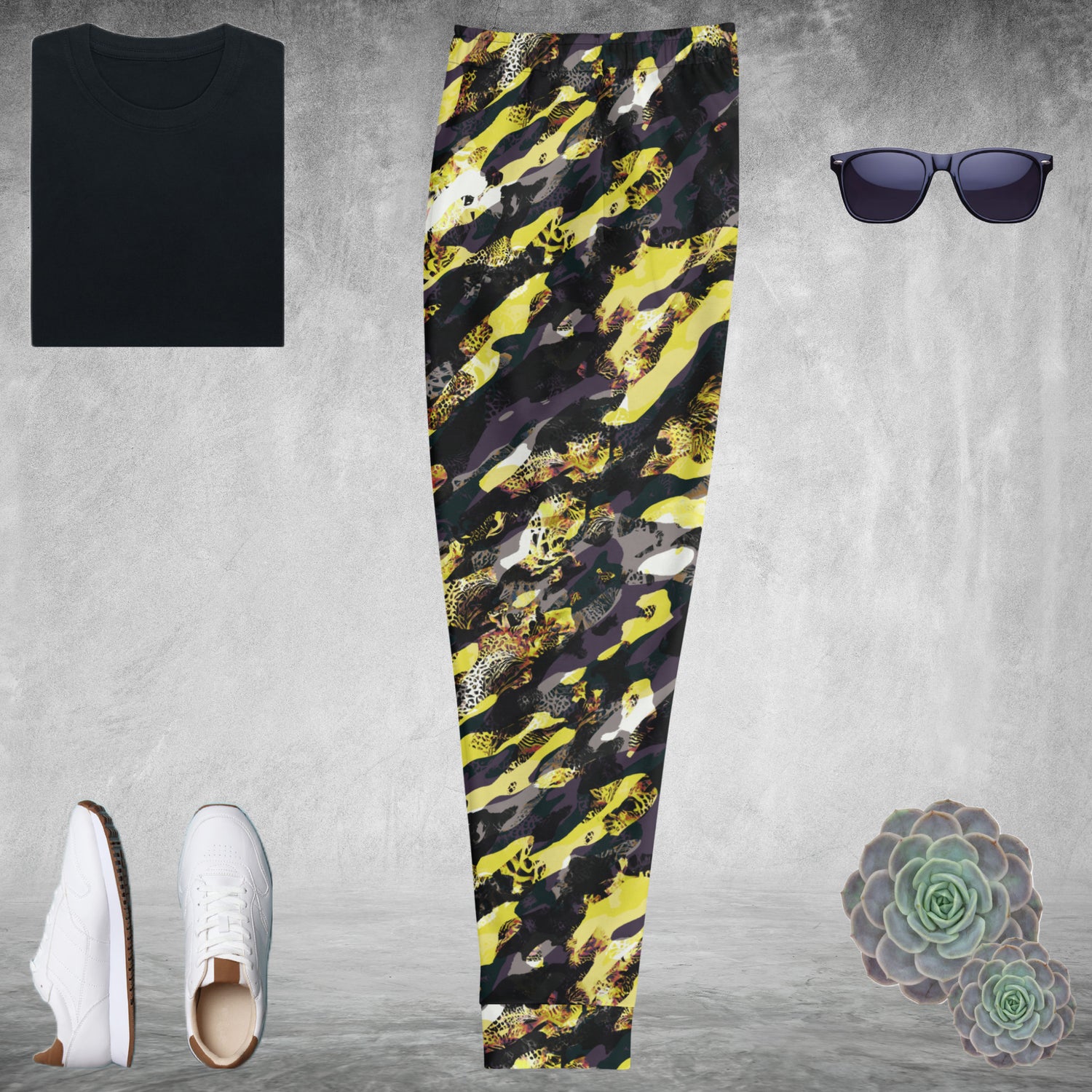 Yellow Camouflage Men's Joggers | DEEAREST LTD