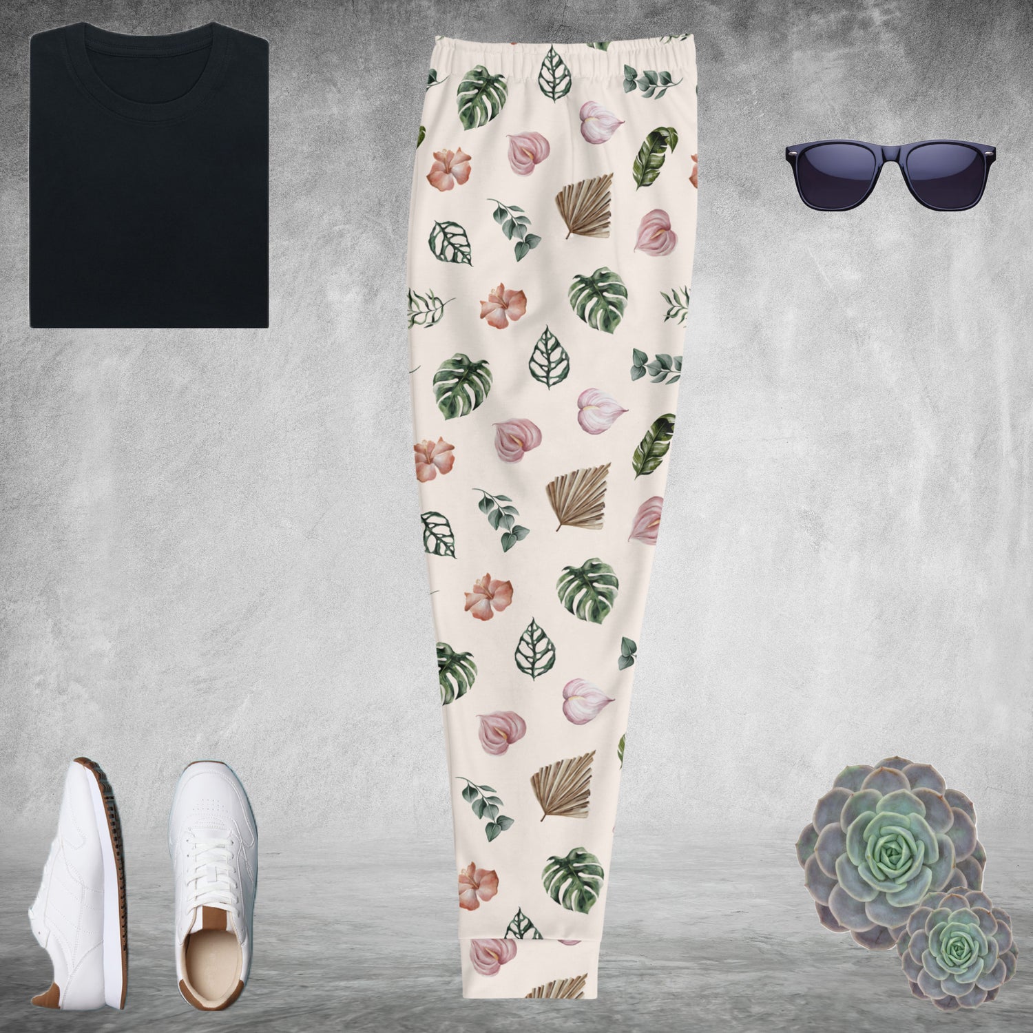 White Jungle Flora Men's Joggers | DEEAREST LTD