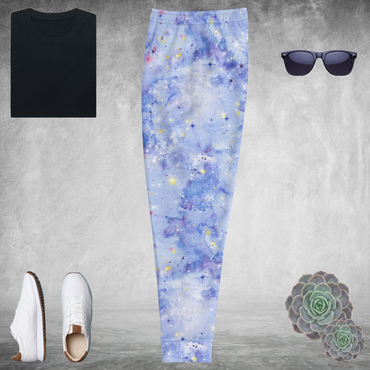 Light Blue Nebula Men's Joggers | DEEAREST LTD