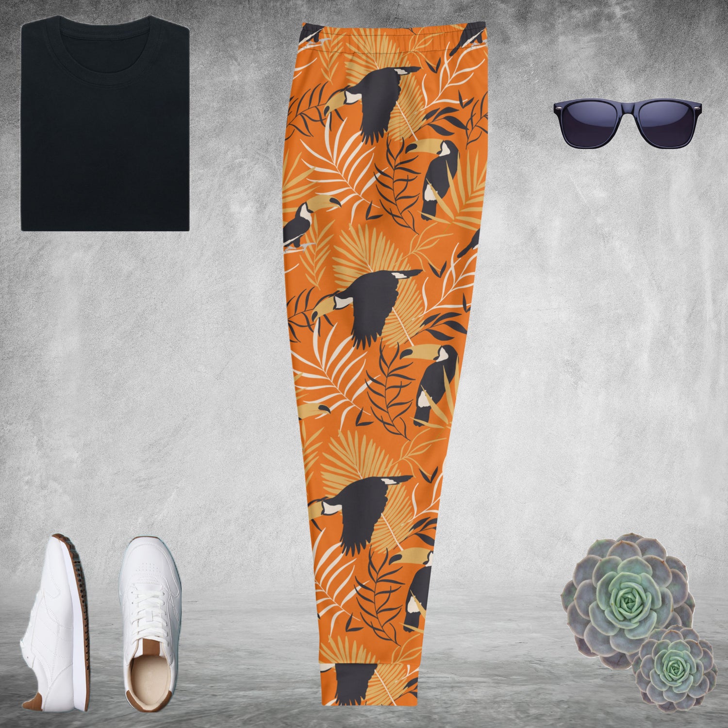 Orange Tropical Toucan Men's Joggers | DEEAREST LTD