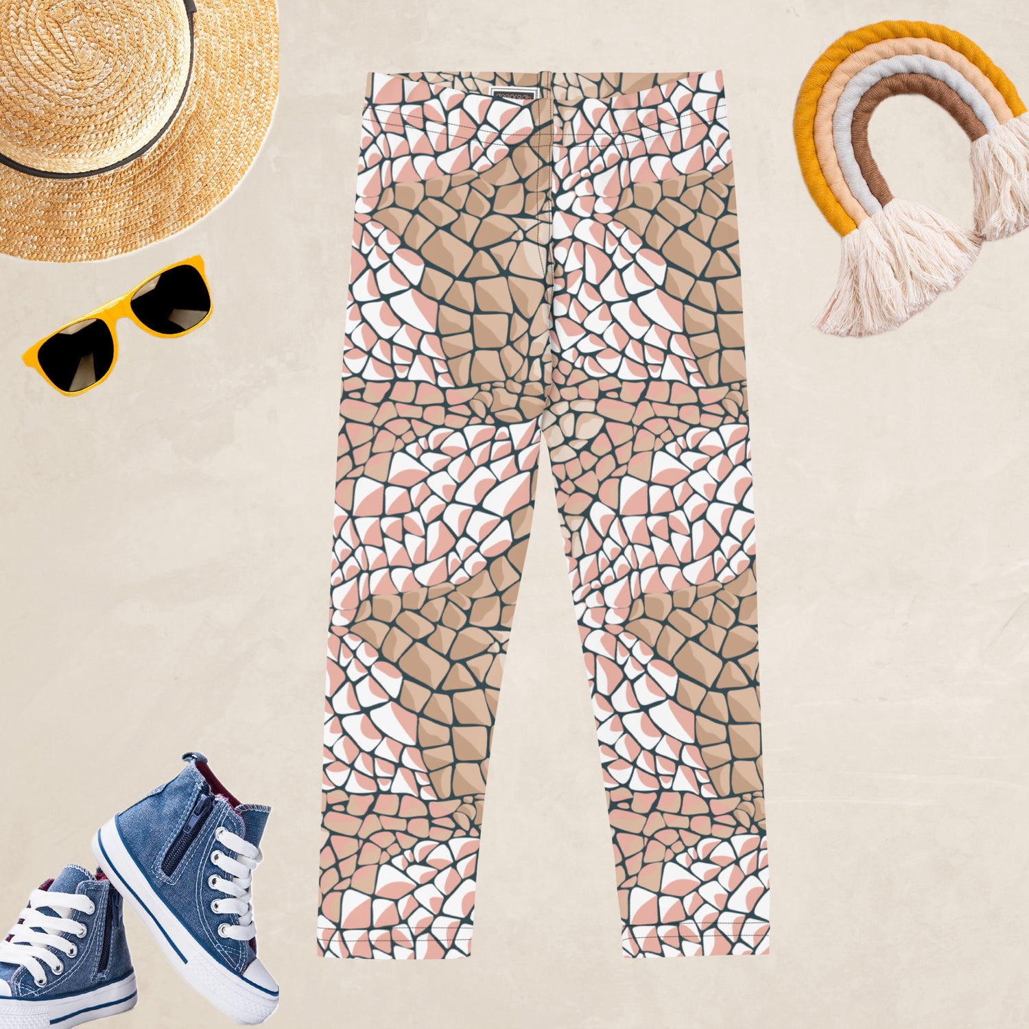 Tan Animal Rave Kids and Youth Leggings | DEEAREST LTD