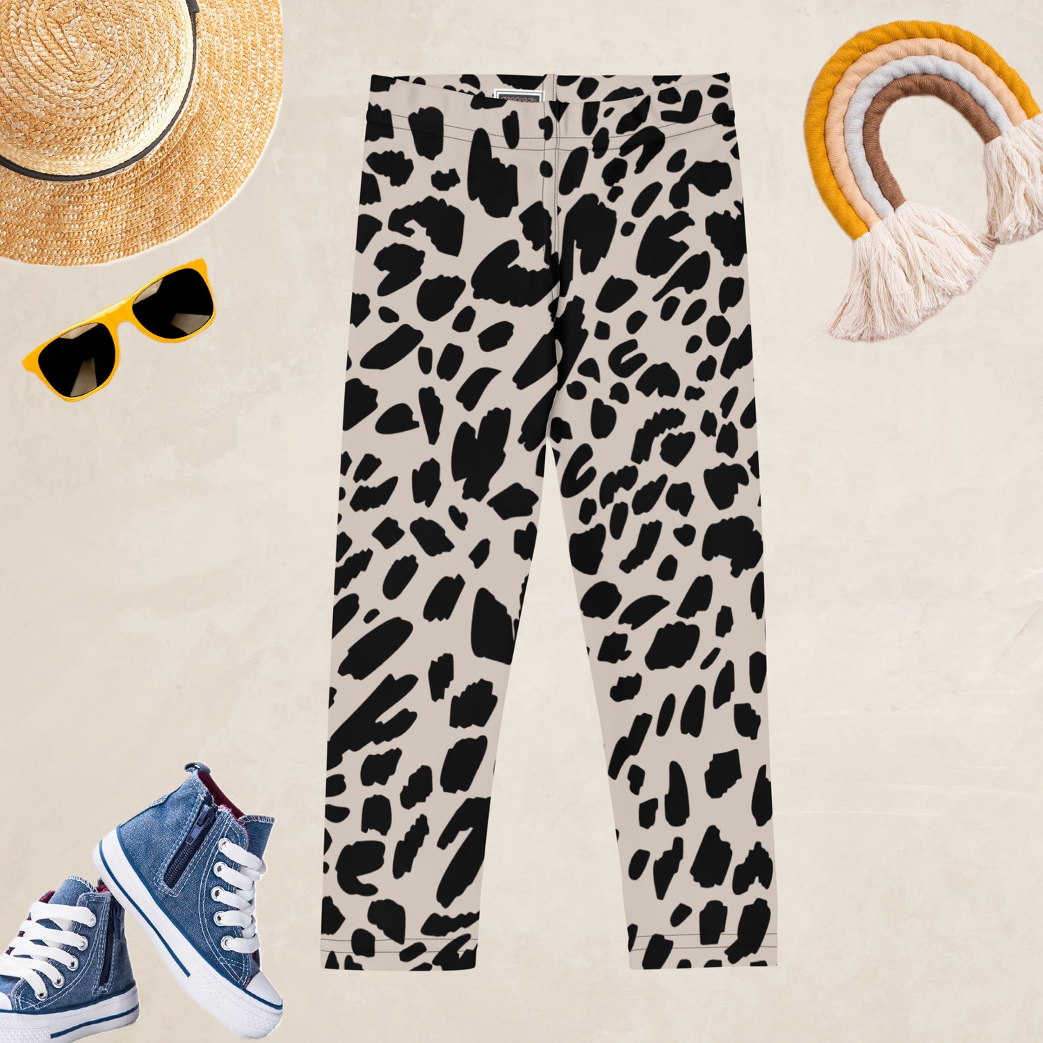 Black Animal Rave Kids and Youth Leggings | DEEAREST LTD