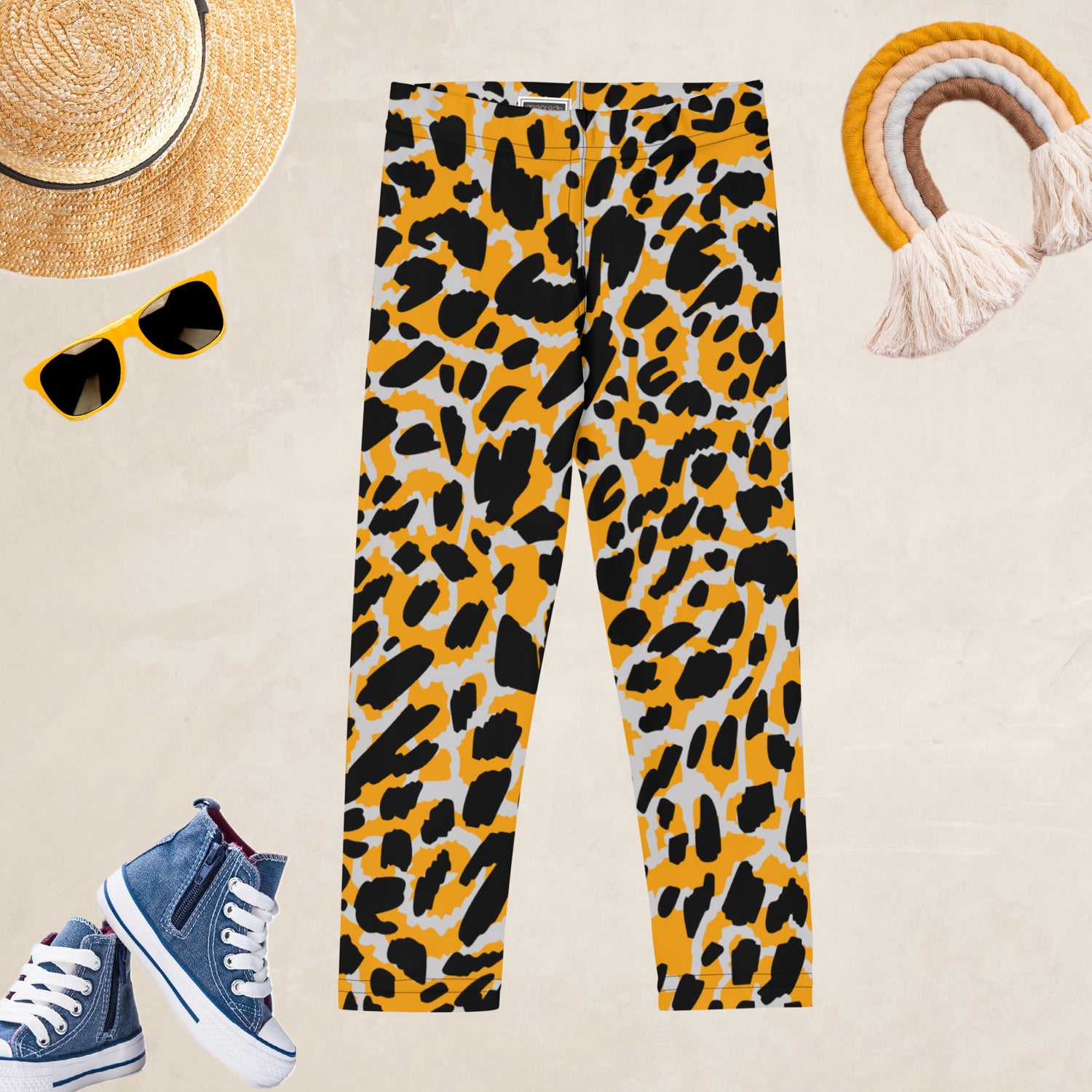 Orange Animal Rave Kids and Youth Leggings | DEEAREST LTD