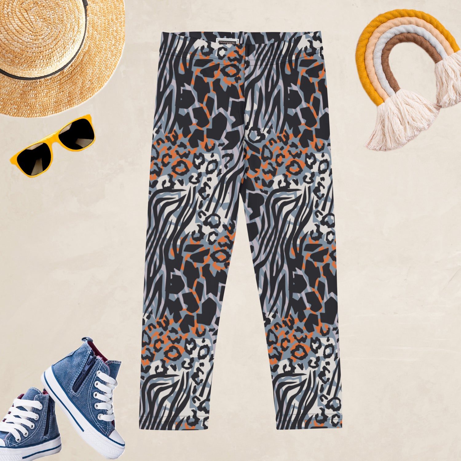 Blue Animal Rave Kids and Youth Leggings | DEEAREST LTD