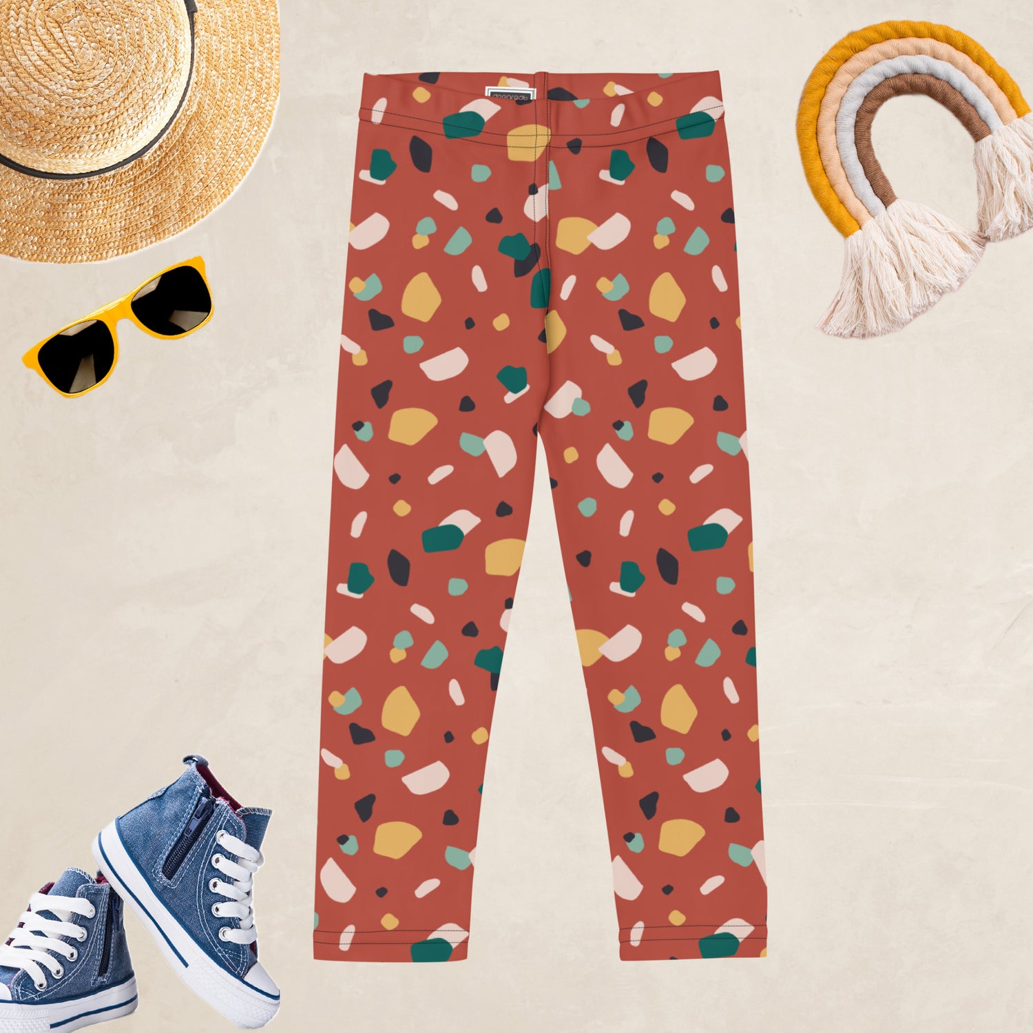 Brown Tropical Pattern Kids and Youth Leggings | DEEAREST LTD