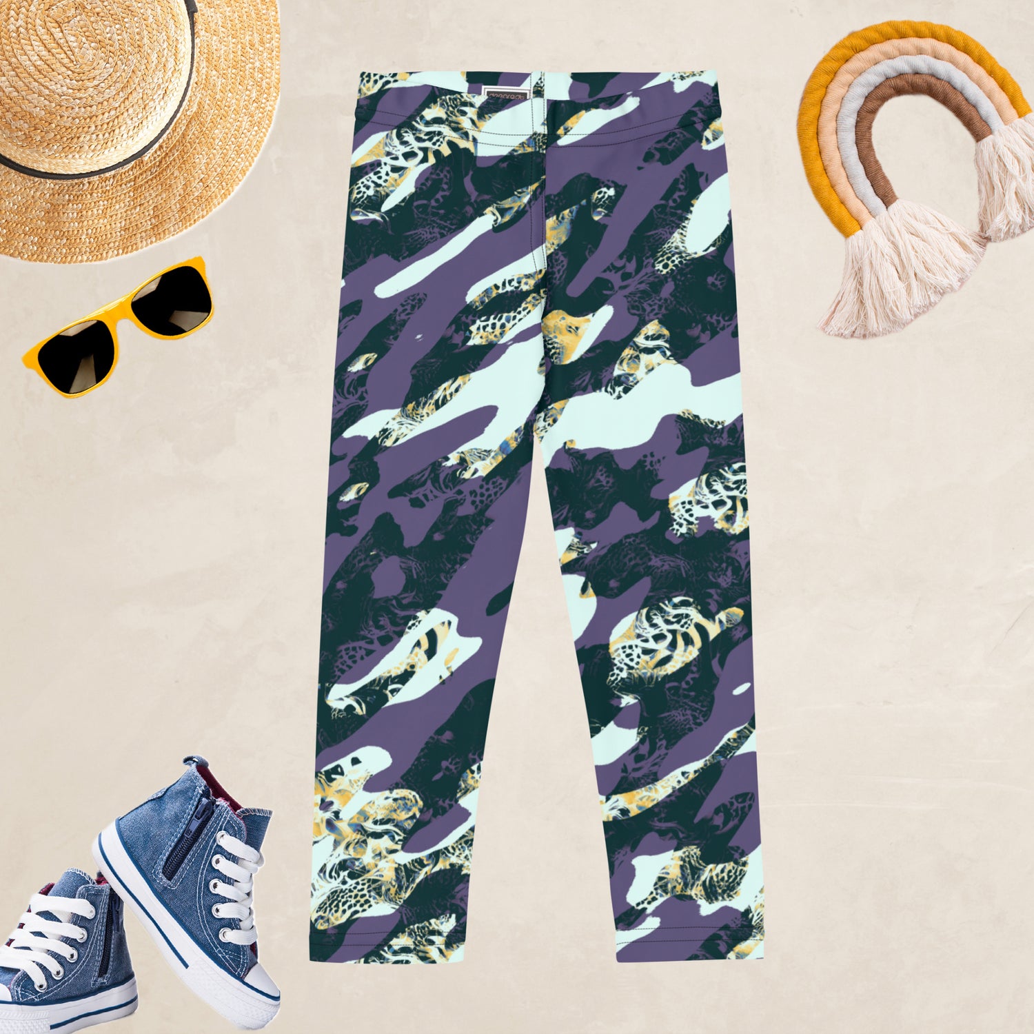 Purple Camouflage Kids and Youth Leggings | DEEAREST LTD