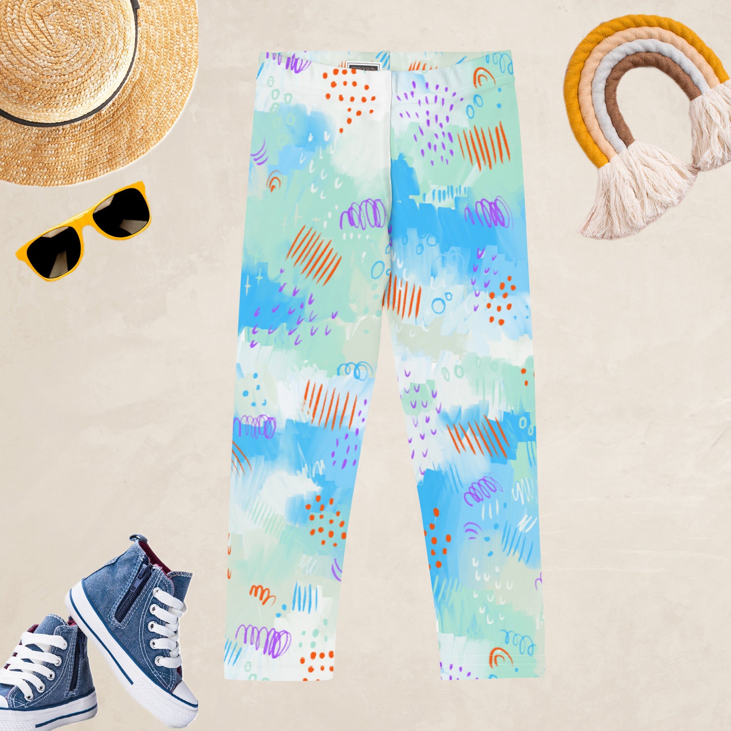 Blue Line Art Kids and Youth Leggings | DEEAREST LTD