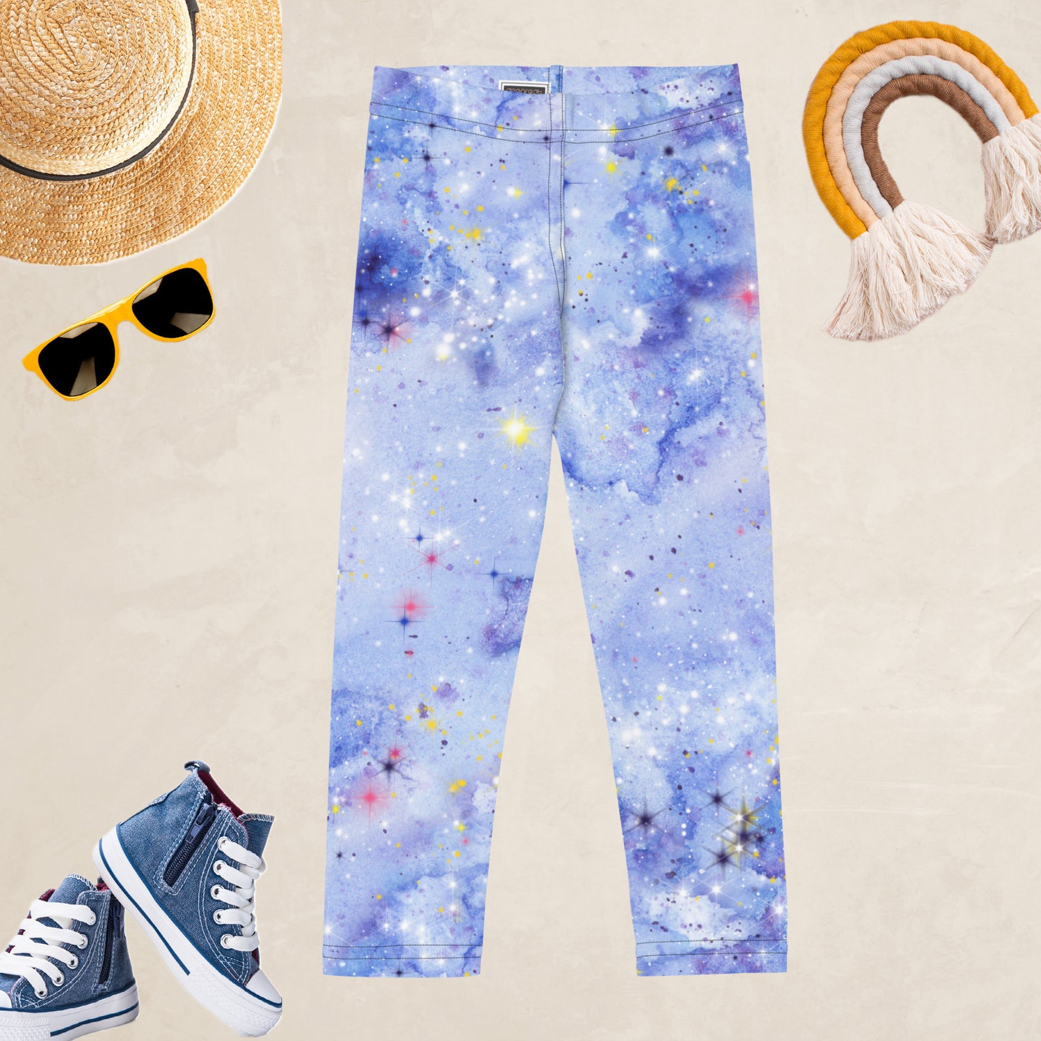 Light Blue Nebula Kids and Youth Leggings | DEEAREST LTD