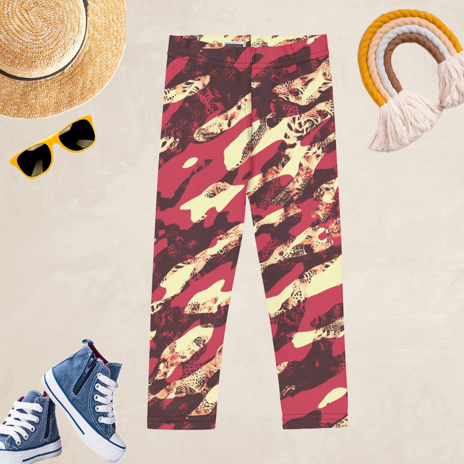 Red Camouflage Kids and Youth Leggings | DEEAREST LTD