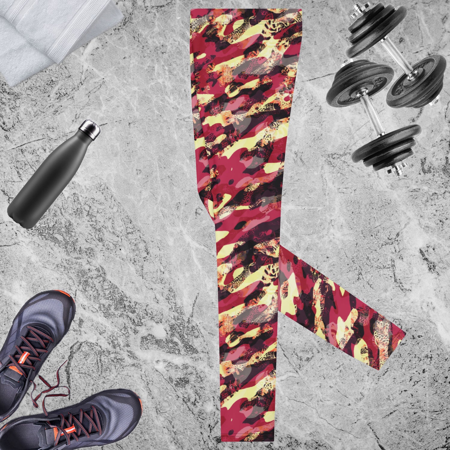 Red Camouflage Men's Leggings | DEEAREST LTD