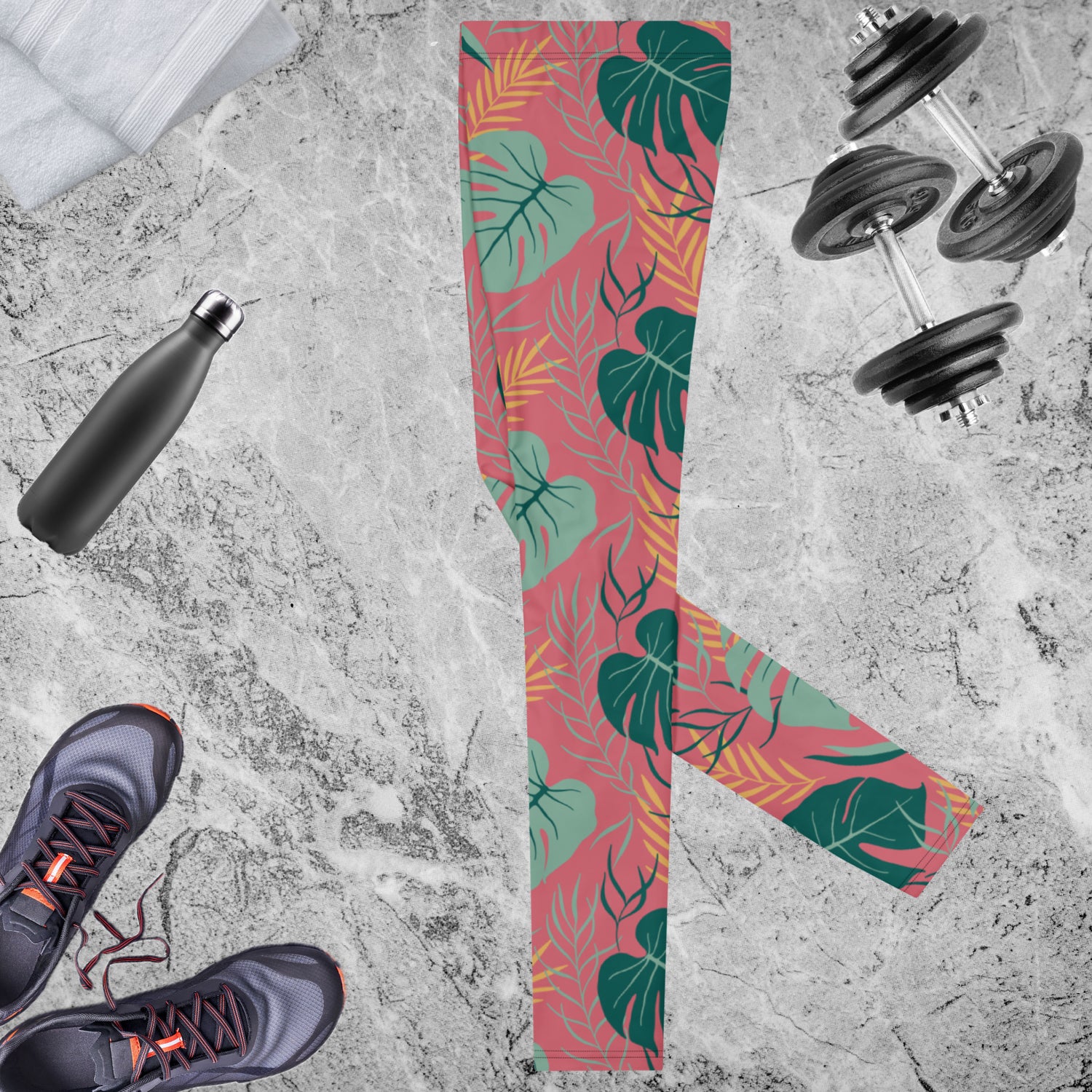 Pink Tropical Leaves Men's Leggings | DEEAREST LTD