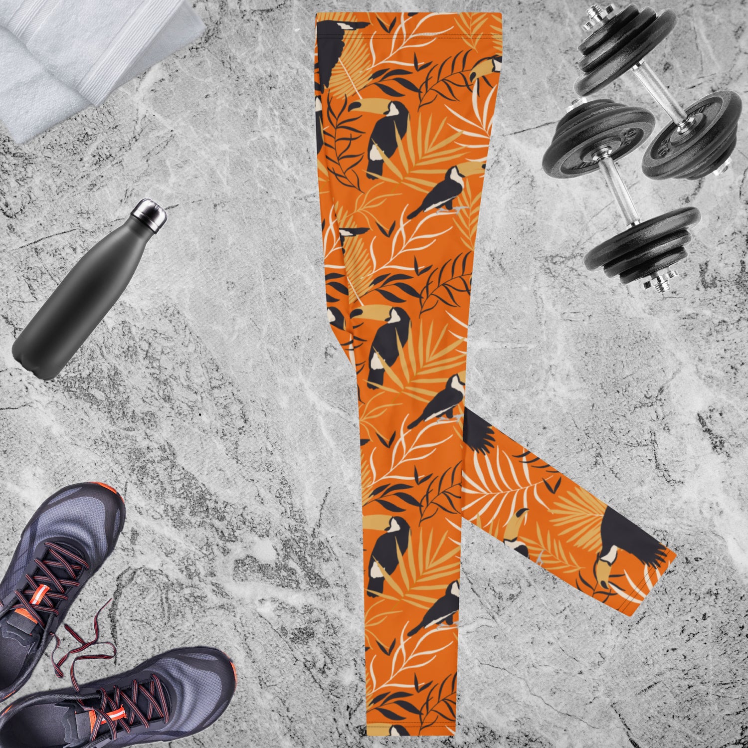 Orange Tropical Toucan Men's Leggings | DEEAREST LTD