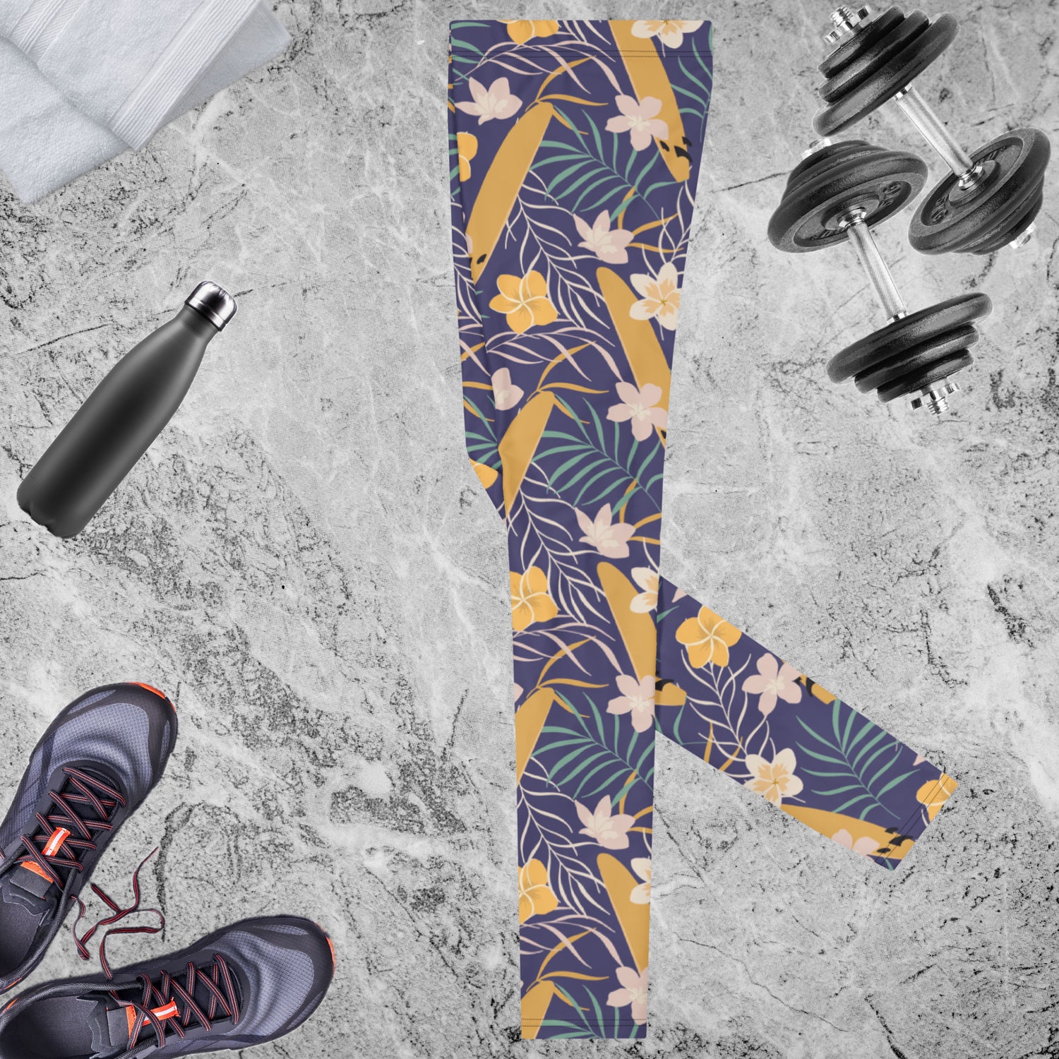 Purple Tropical Flower Men's Leggings | DEEAREST LTD