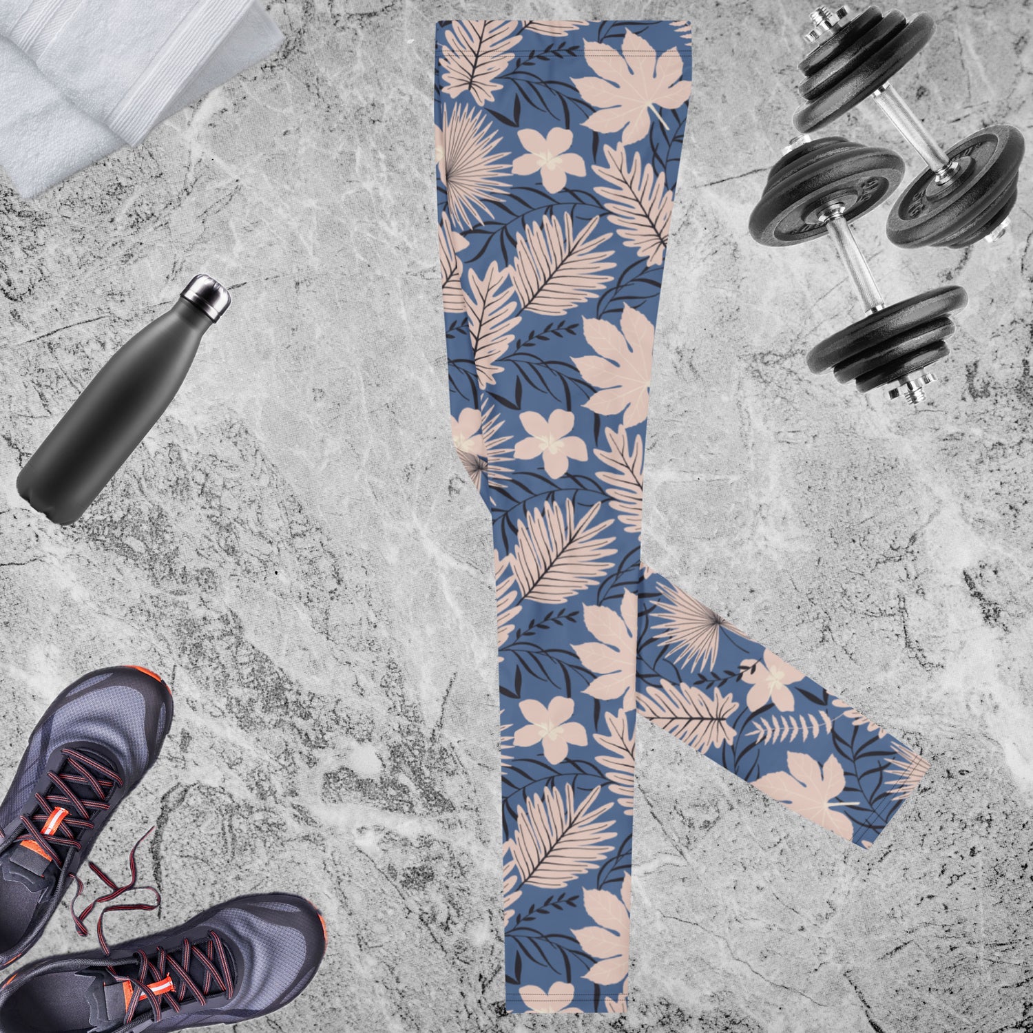 Blue Tropical Flower Men's Leggings | DEEAREST LTD