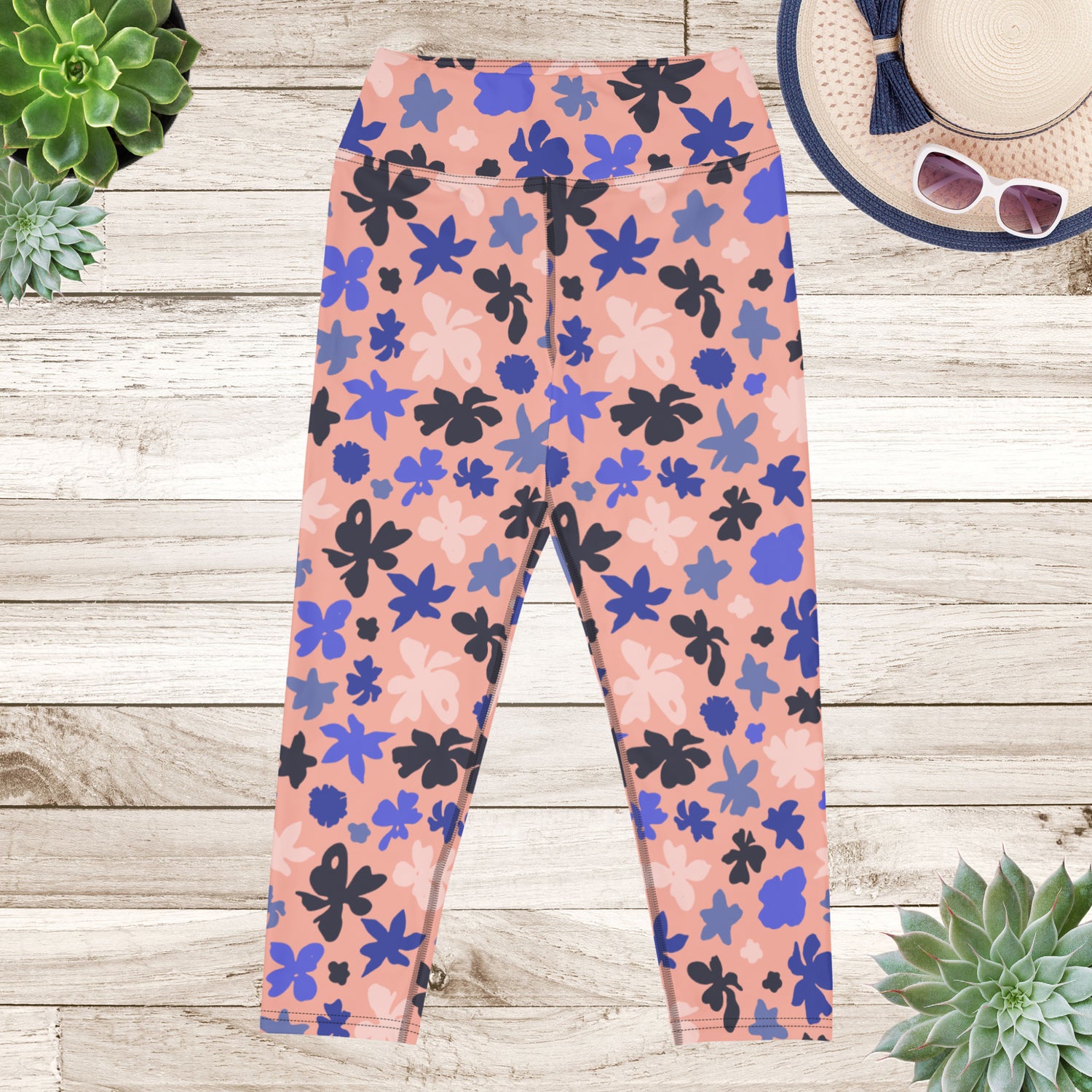 Pink Blossom Yoga Capri Leggings | DEEAREST LTD