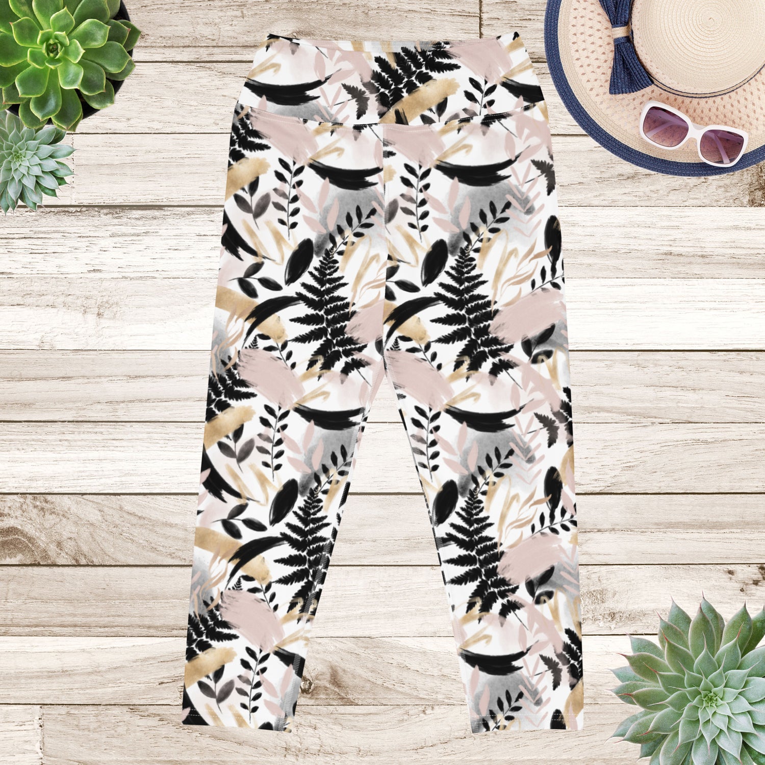 Gentle Leaves Yoga Capri Leggings | DEEAREST LTD