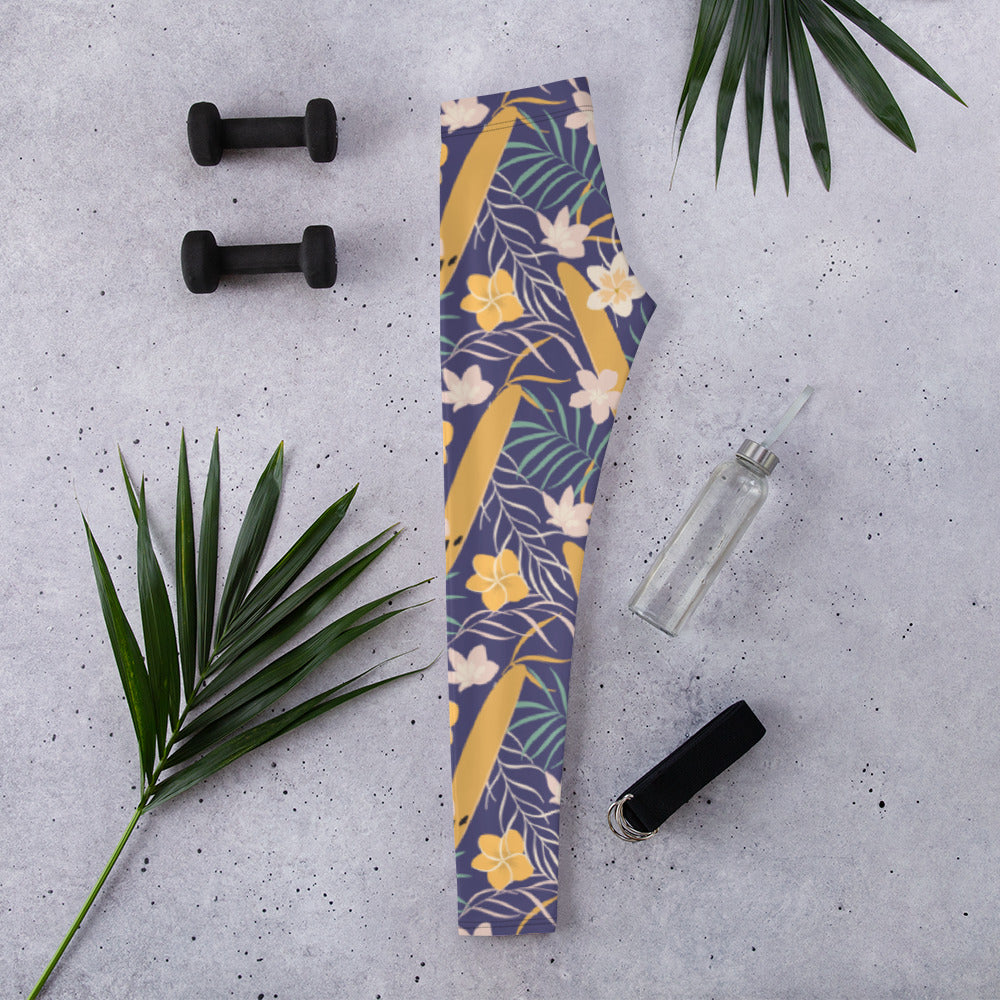 Purple Tropical Flower Leggings | DEEAREST LTD