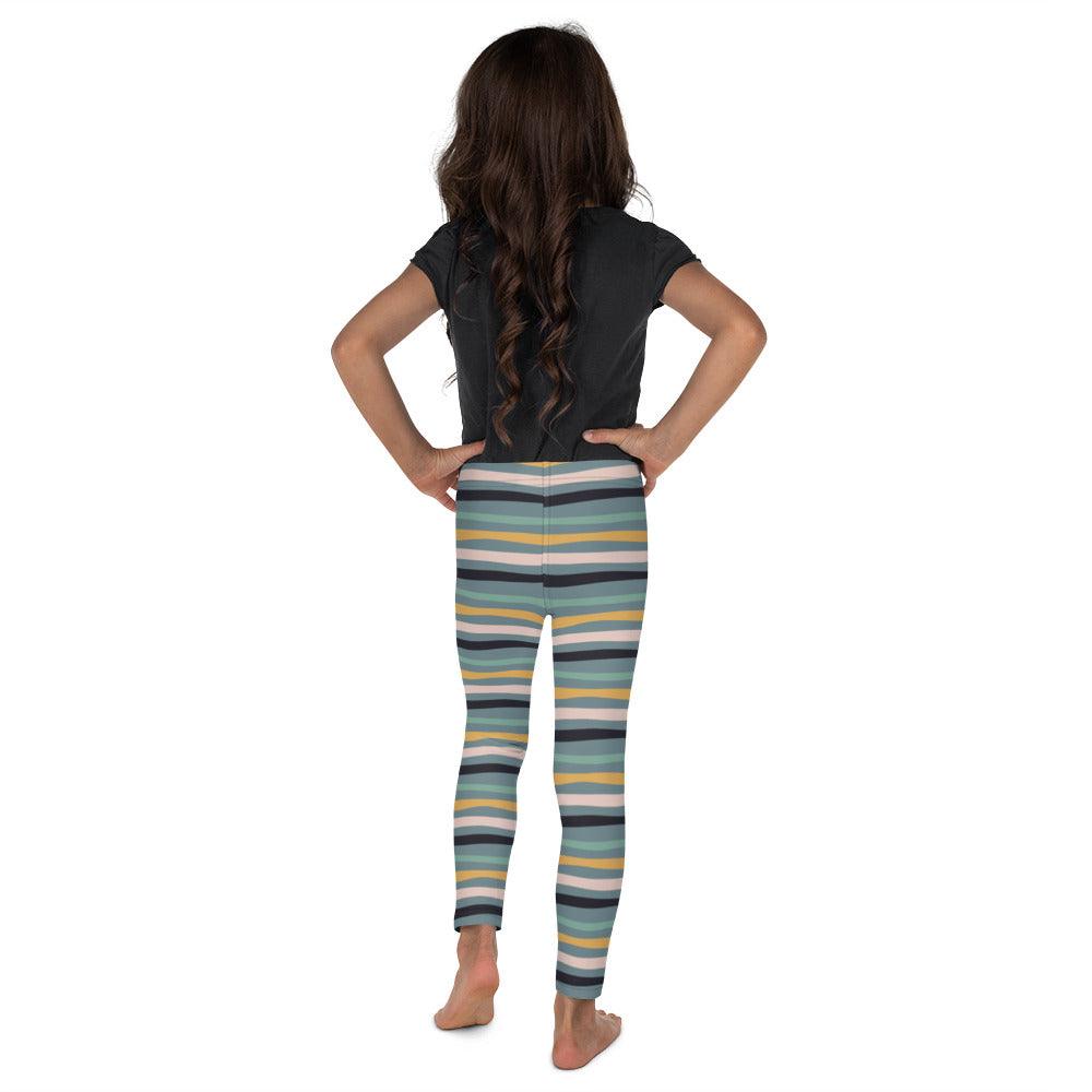 Green Tropical Stripes Kid's Leggings | DEEAREST LTD