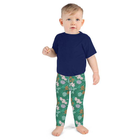 Green Blossom Kid's Leggings | DEEAREST LTD