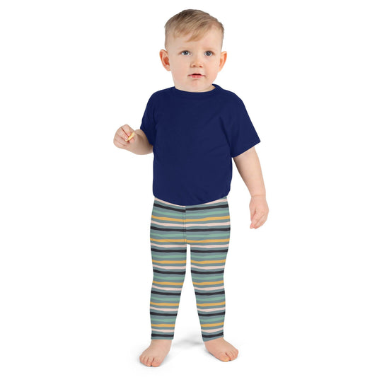 Green Tropical Stripes Kid's Leggings | DEEAREST LTD