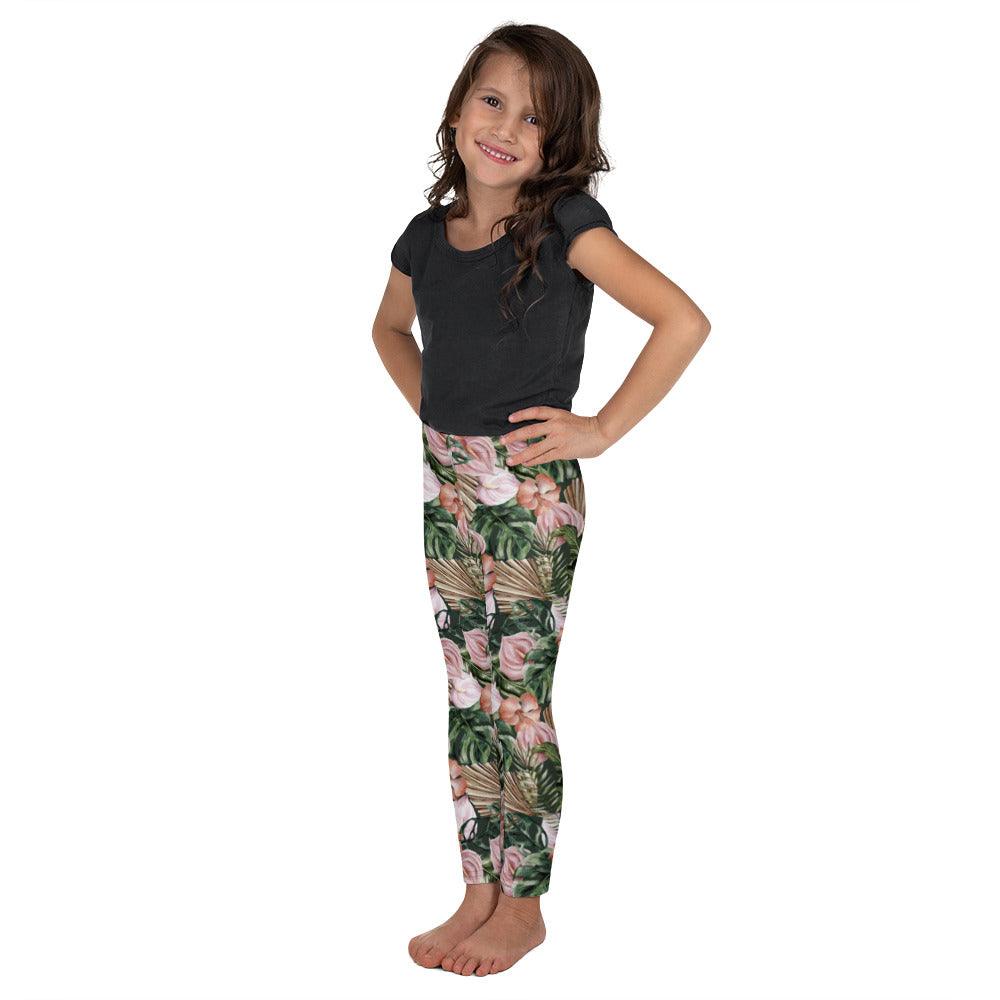 Brown Jungle Flora Kid's Leggings | DEEAREST LTD