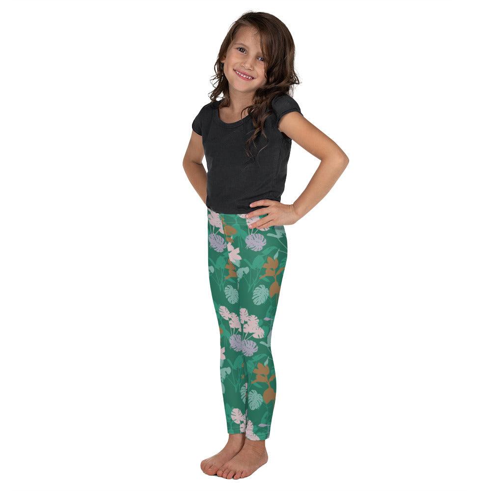 Green Blossom Kid's Leggings | DEEAREST LTD