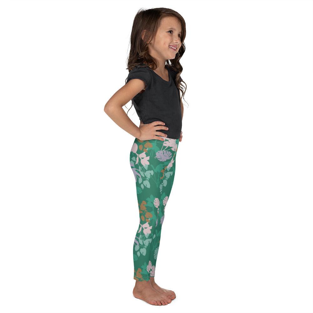 Green Blossom Kid's Leggings | DEEAREST LTD