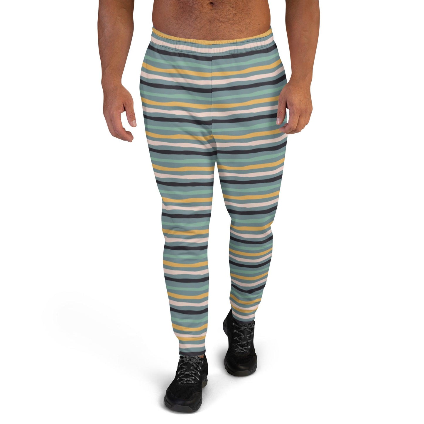 Green Tropical Stripes Men's Joggers | DEEAREST LTD