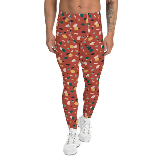 Brown Tropical Pattern Men's Leggings | DEEAREST LTD