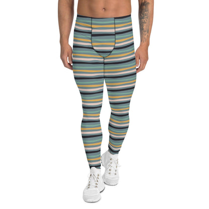 Green Tropical Stripes Men's Leggings | DEEAREST LTD