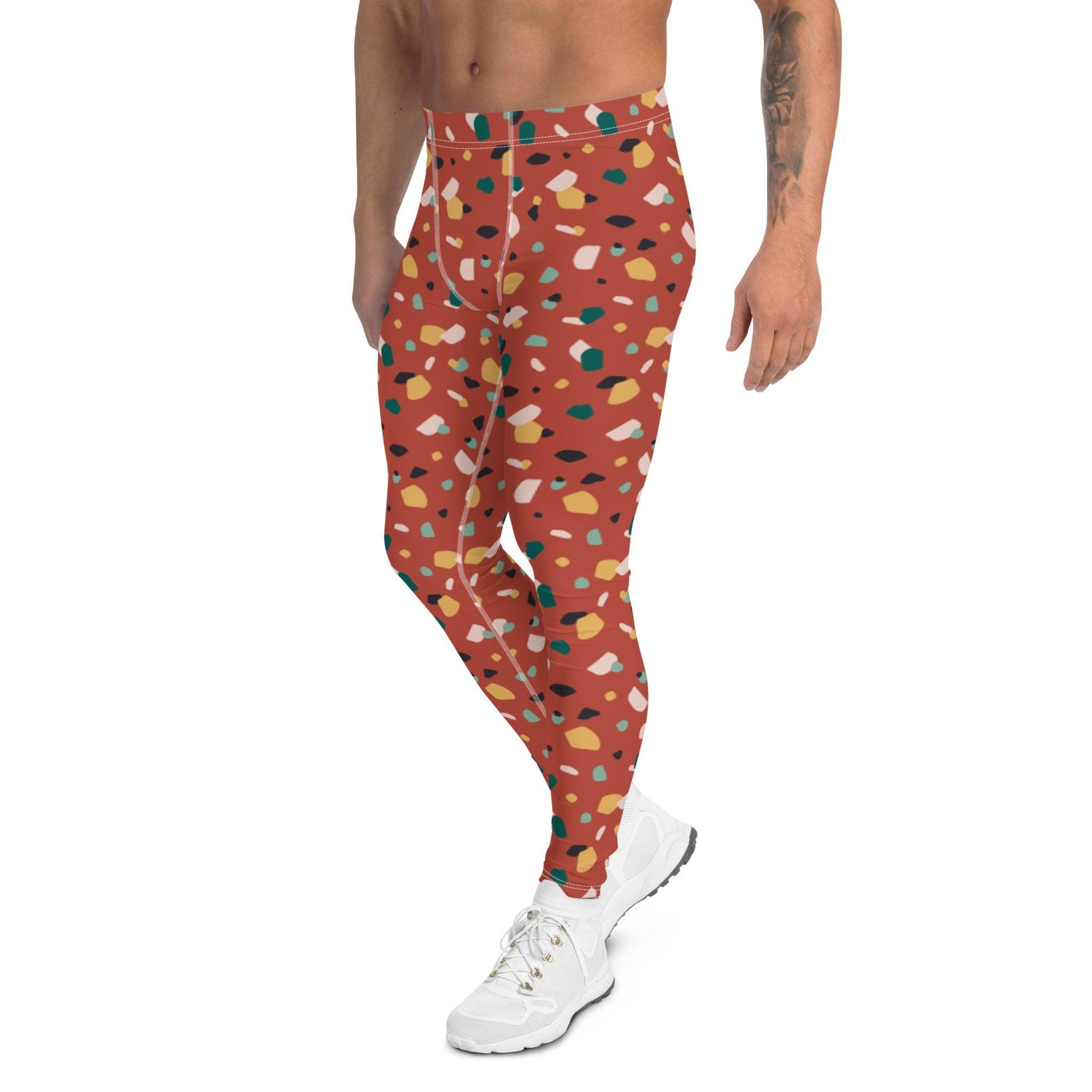 Brown Tropical Pattern Men's Leggings | DEEAREST LTD