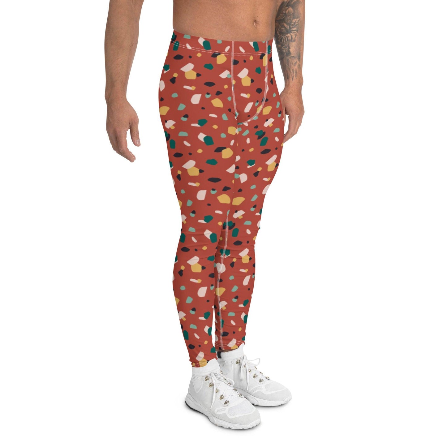 Brown Tropical Pattern Men's Leggings | DEEAREST LTD