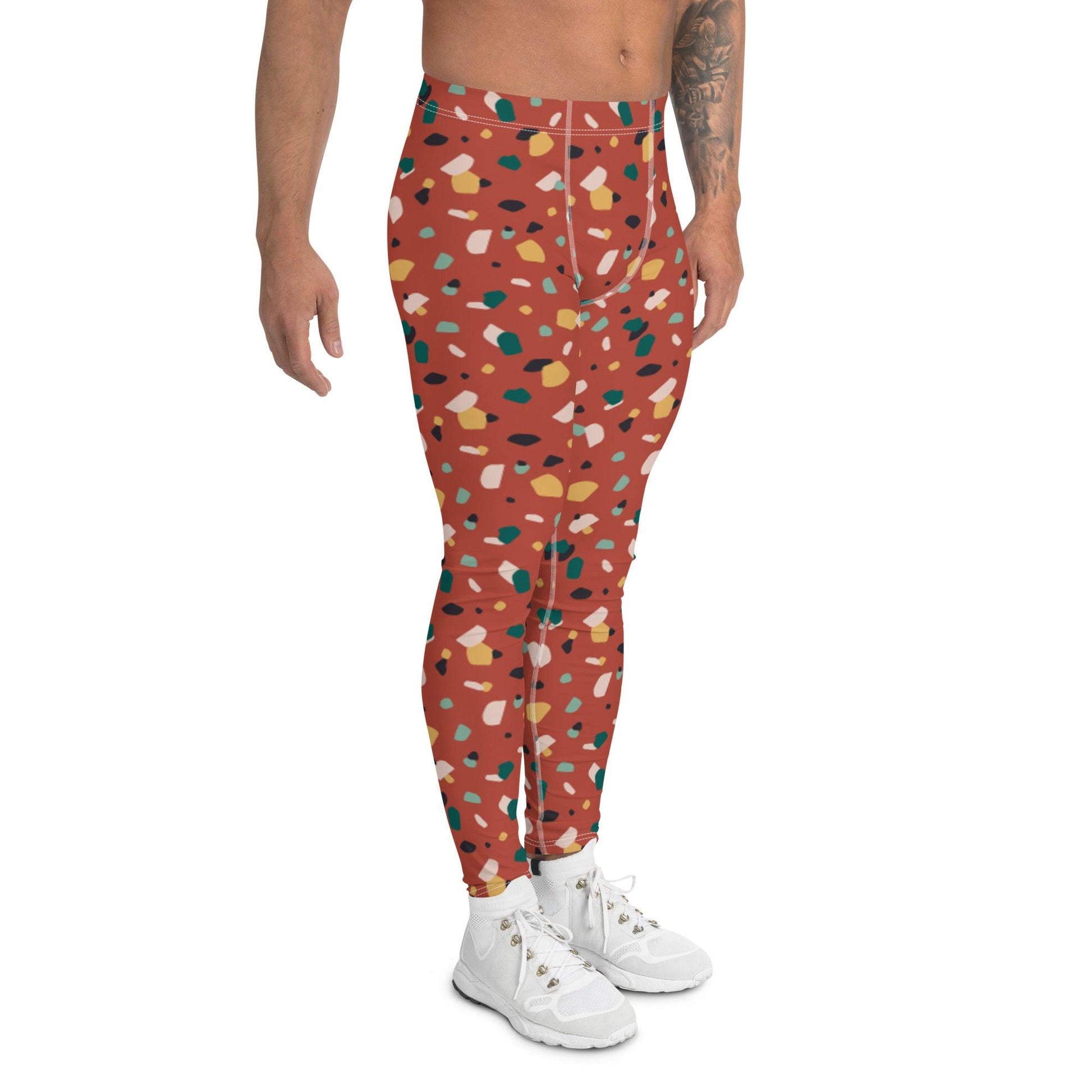 Brown Tropical Pattern Men's Leggings | DEEAREST LTD