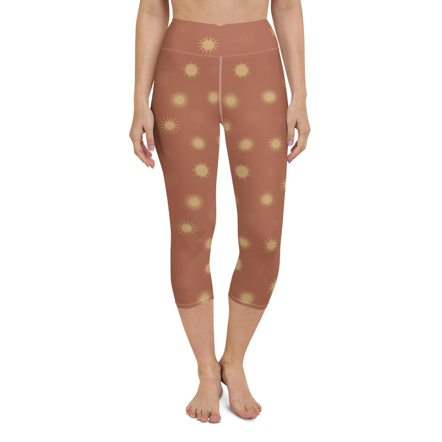 Brown Sun Yoga Capri Leggings | DEEAREST LTD