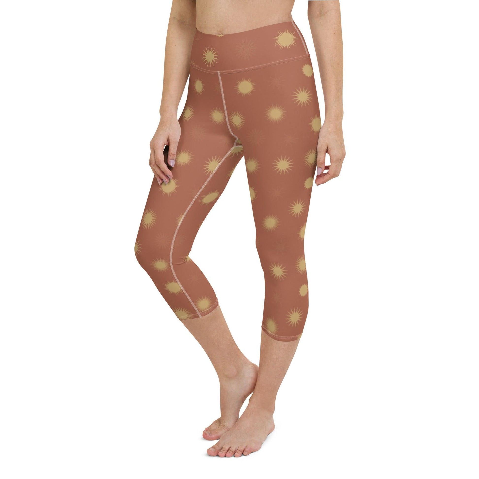 Brown Sun Yoga Capri Leggings | DEEAREST LTD