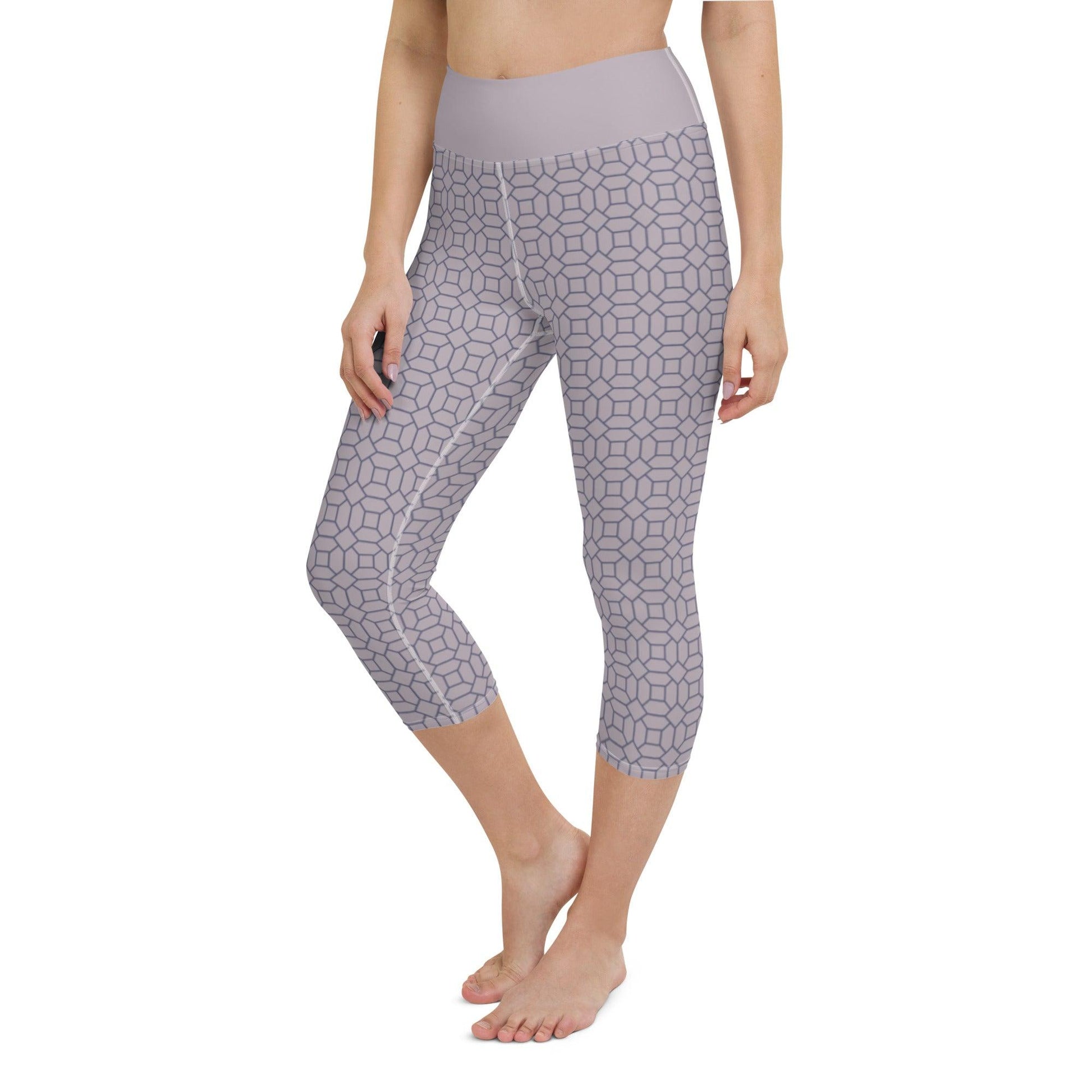 Lilac Pattern Yoga Capri Leggings | DEEAREST LTD