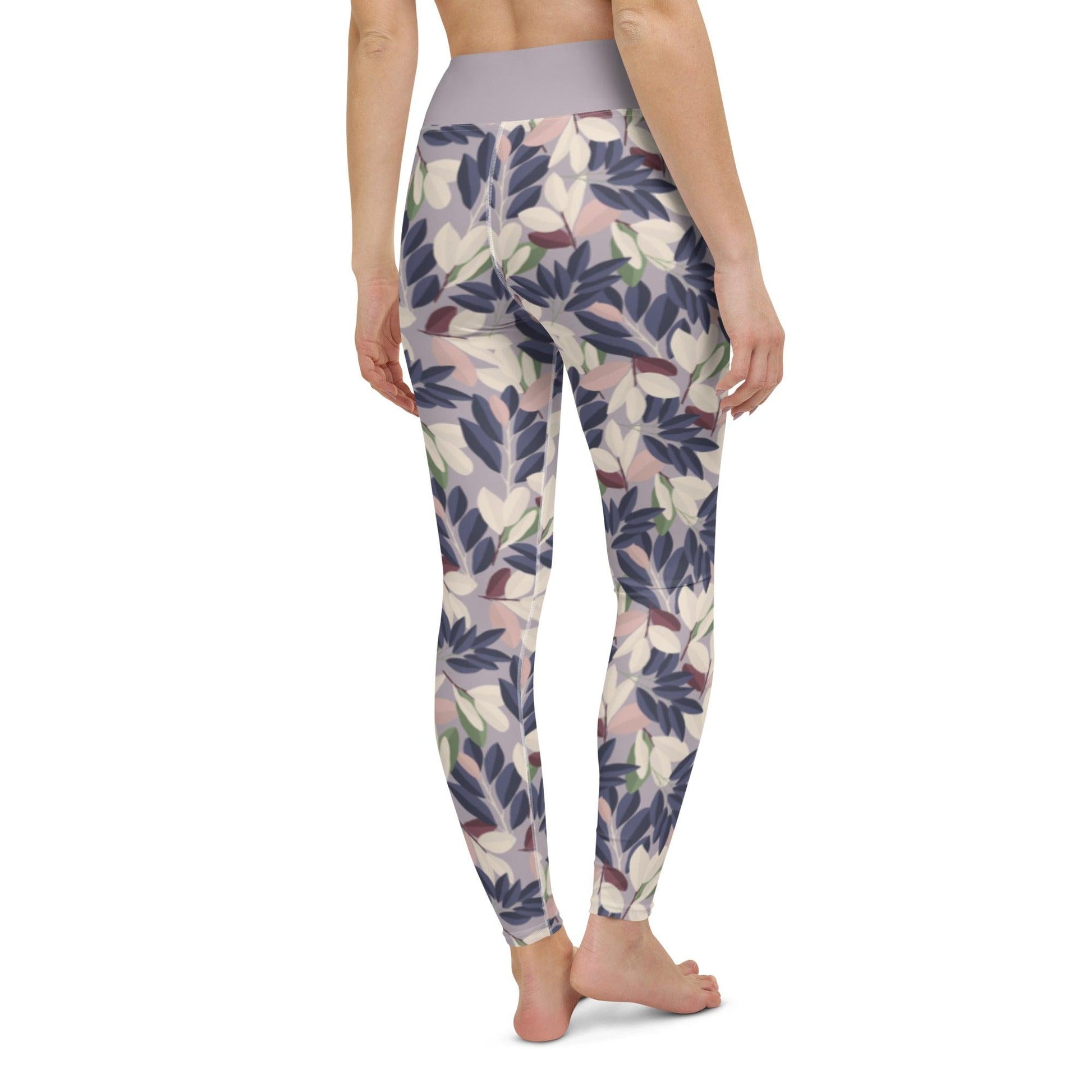 Lilac Leaves Yoga Leggings | DEEAREST LTD