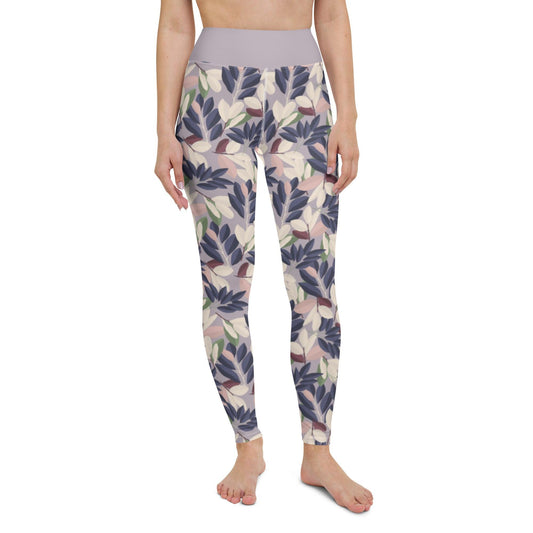 Lilac Leaves Yoga Leggings | DEEAREST LTD