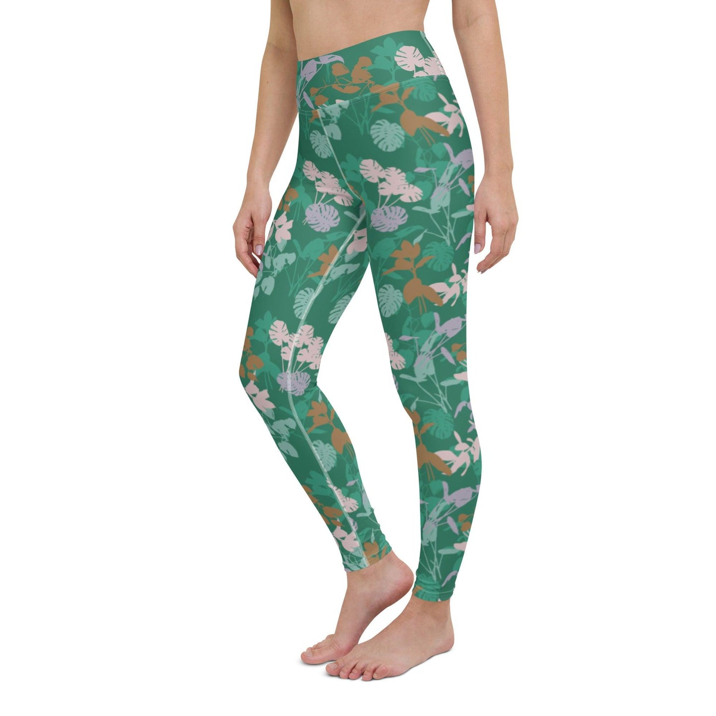 Green Blossom Yoga Leggings | DEEAREST LTD