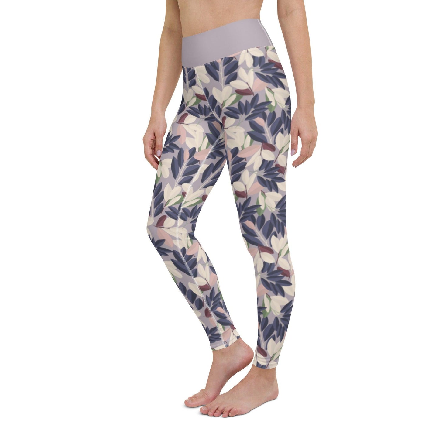 Lilac Leaves Yoga Leggings | DEEAREST LTD