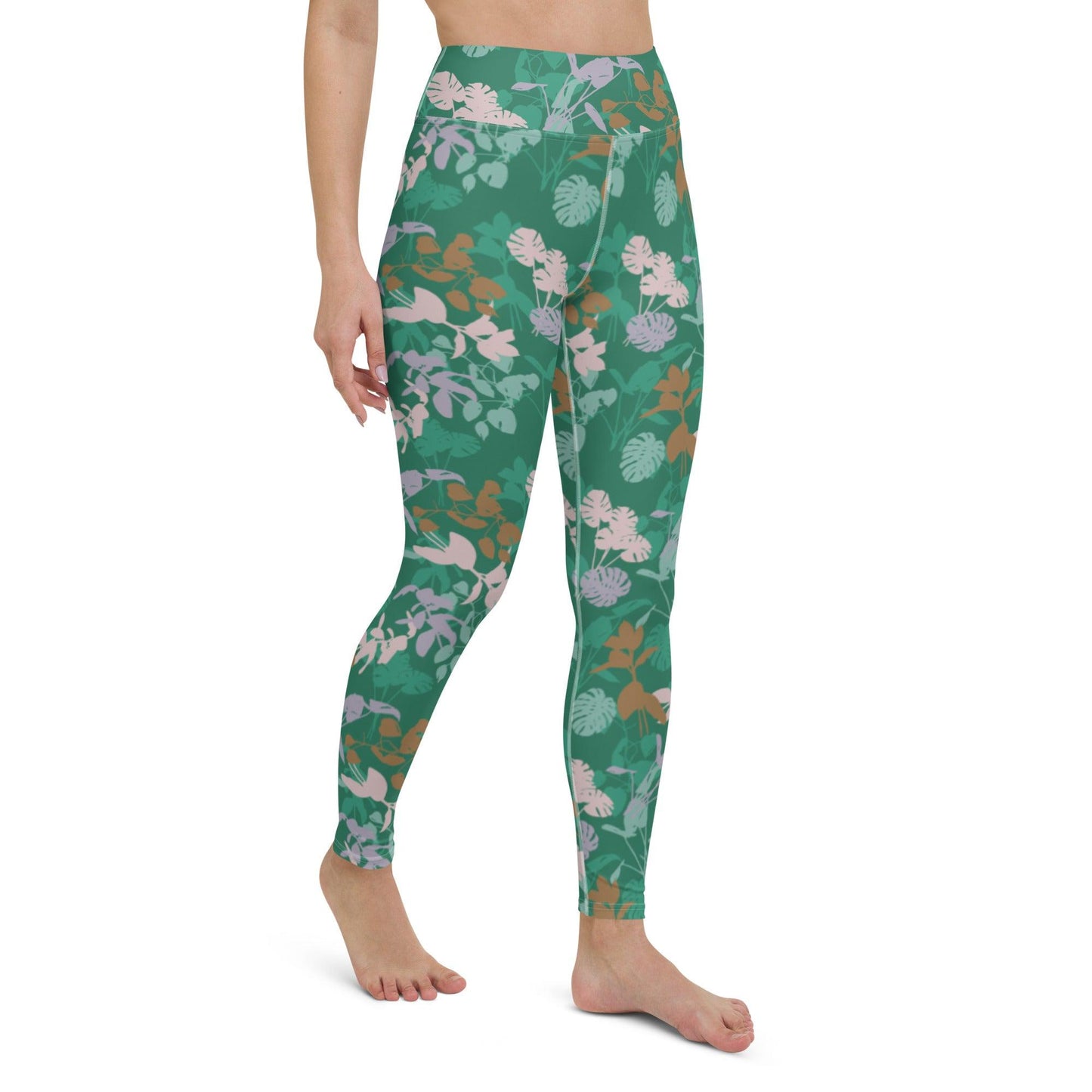 Green Blossom Yoga Leggings | DEEAREST LTD