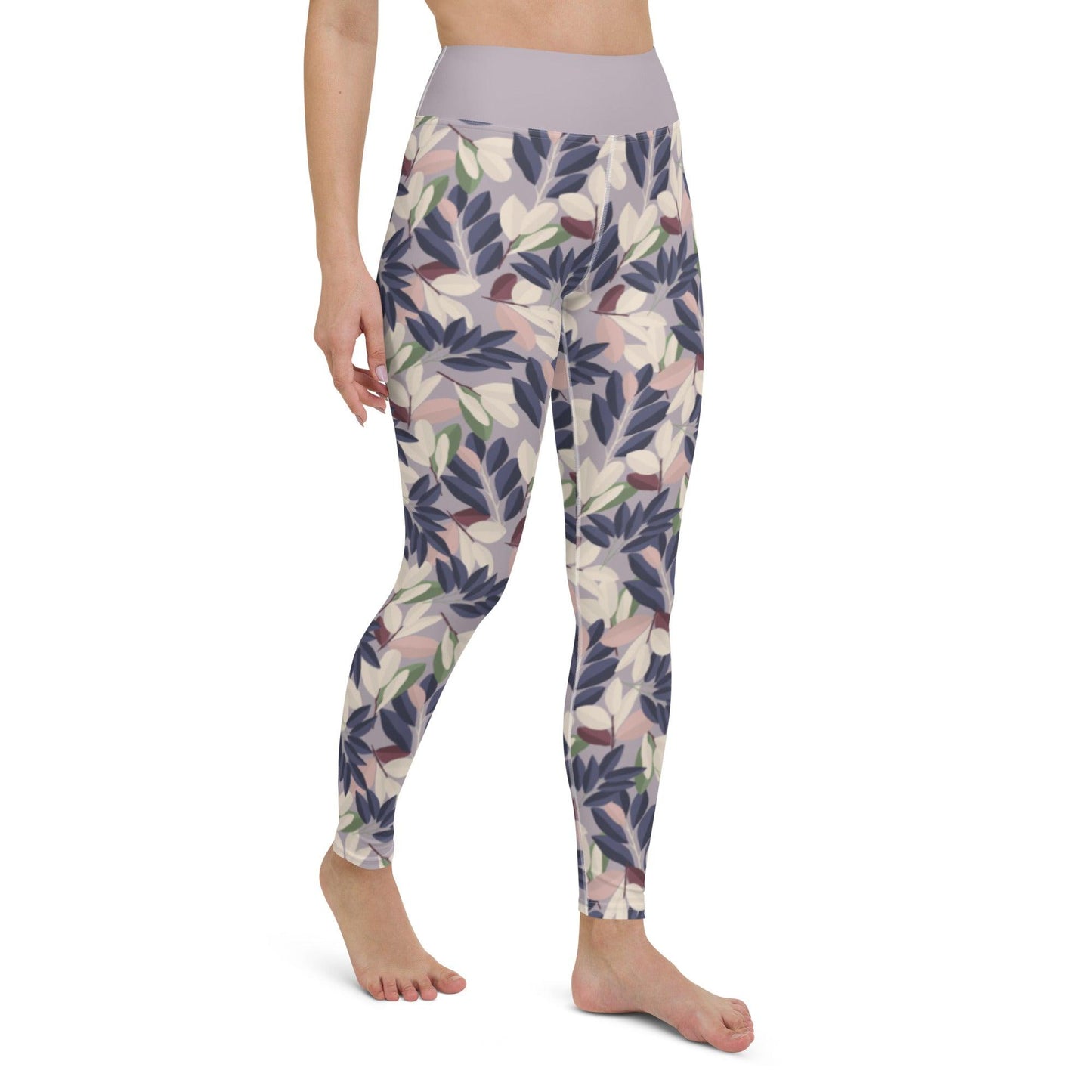 Lilac Leaves Yoga Leggings | DEEAREST LTD