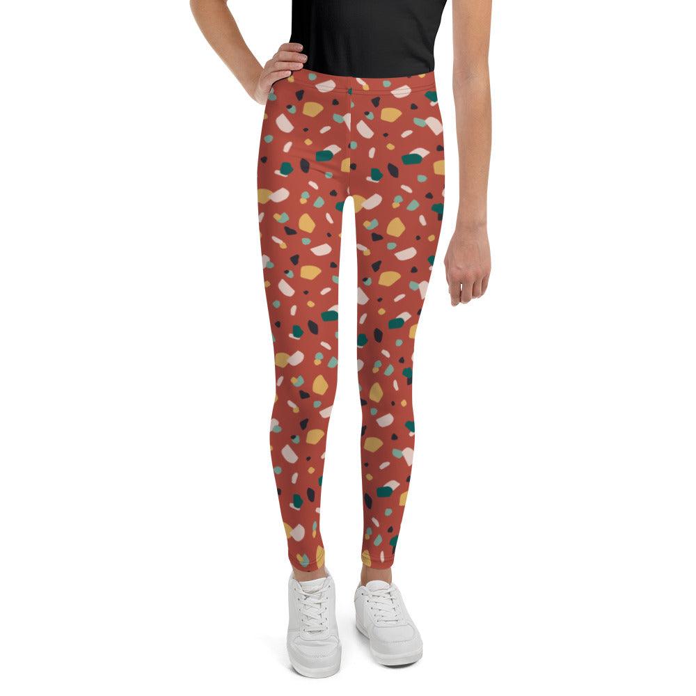 Brown Tropical Pattern Youth Leggings | DEEAREST LTD