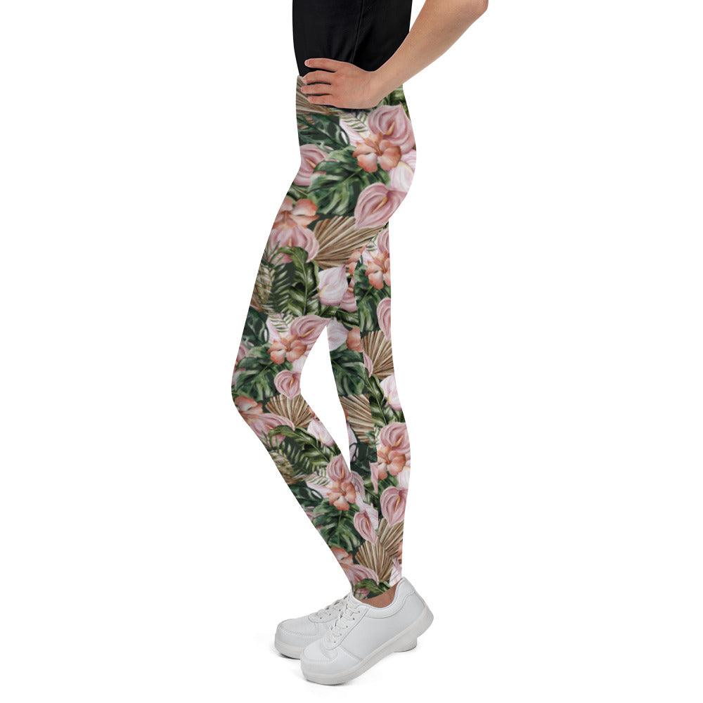 Brown Jungle Flora Youth Leggings | DEEAREST LTD