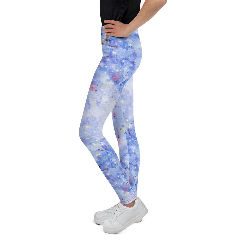 Light Blue Nebula Youth Leggings | DEEAREST LTD