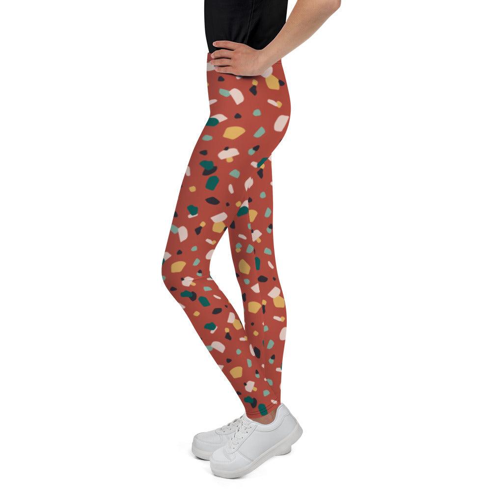 Brown Tropical Pattern Youth Leggings | DEEAREST LTD