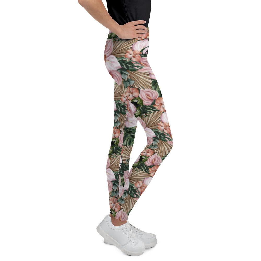 Brown Jungle Flora Youth Leggings | DEEAREST LTD