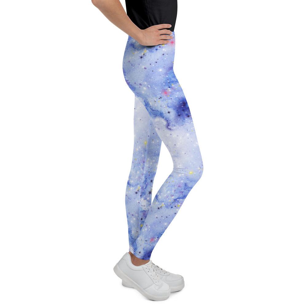 Light Blue Nebula Youth Leggings | DEEAREST LTD