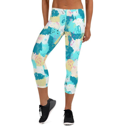 Aqua Line Art Capri Leggings | DEEAREST LTD